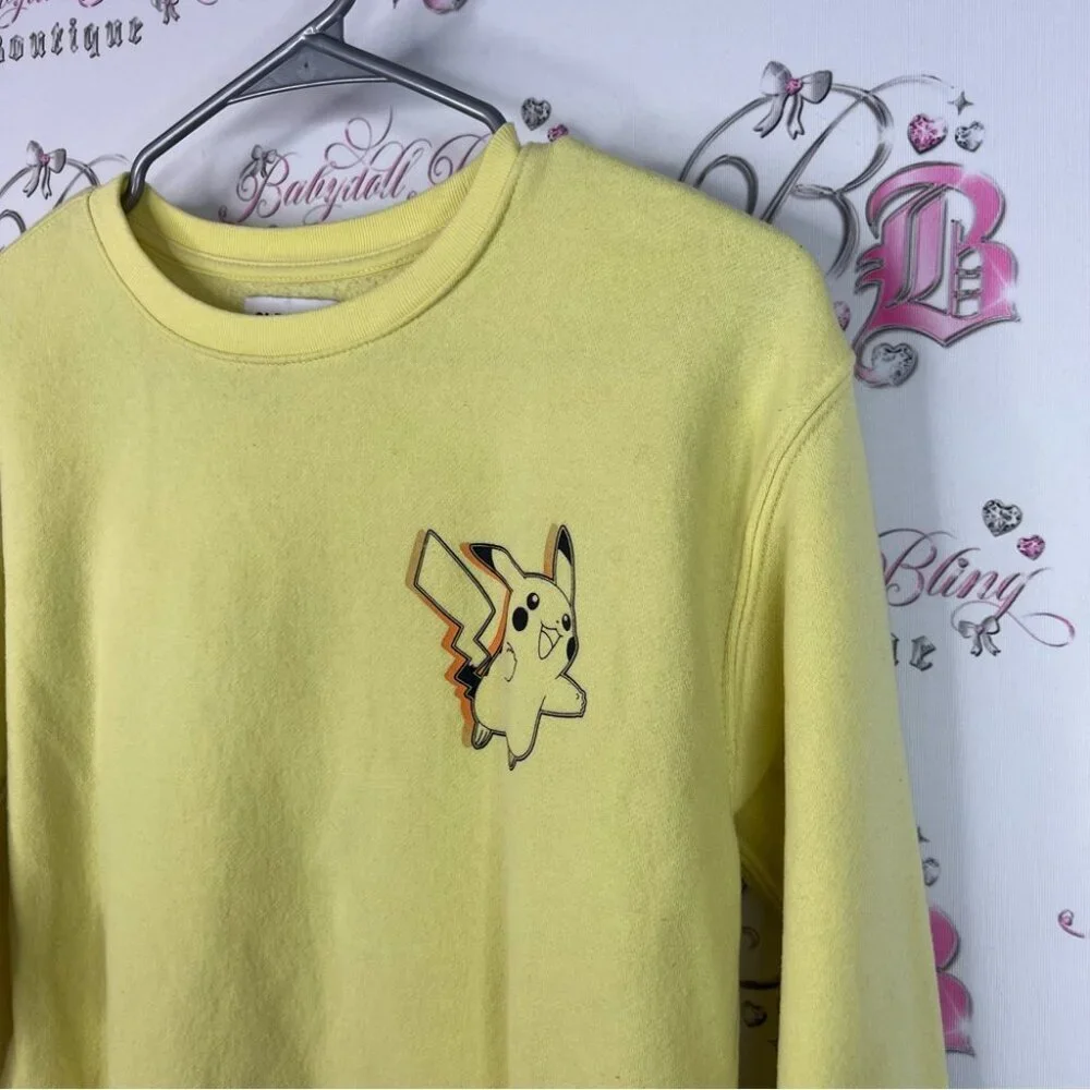 Old Navy sweater pikachu I choose you long sleeve graphic Soft Yellow Fleece